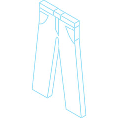 Clean Line Art Illustration of Blue Denim Jeans on Transparent Background with Dotted Outline Style Representing Fashion Apparel and Casual Wear