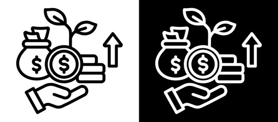 Financial Growth Icon Set In Black And White Filled Style Collection