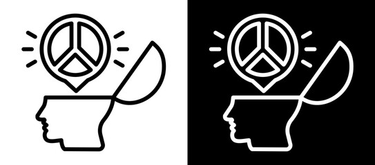 Peace Of Mind Icon Set In Black And White Filled Style Collection