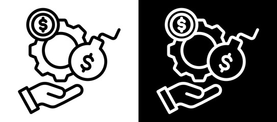 Debt Managemen Icon Set In Black And White Filled Style Collection