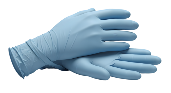 Blue Medical Gloves on Transparent Background for Healthcare and Safety