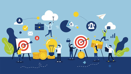 Obraz premium Business people working together to achieve common goals and success.