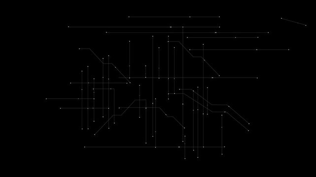Dynamic line tech overlay with AI concept. Modern, abstract motion graphics template for futuristic interfaces and digital projects 4k video .