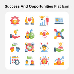 Strategic Planning, Professional Skills & Success Path Flat Icons Set 4