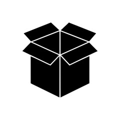 Shipping Box Icon — Open Parcel Flat Design Isolated.