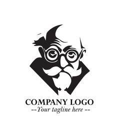 Intelligent Head of Professor Logo Symbol in Black on White Background with Modern Minimalist Design