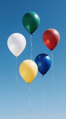 A group of colorful balloons rising into the sky, symbolizing happiness, freedom, and celebration.