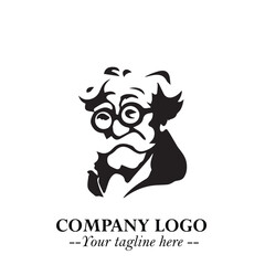 Intelligent Head of Professor Logo Symbol in Black on White Background with Modern Minimalist Design