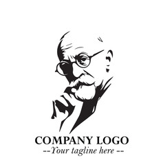 Intelligent Head of Professor Logo Symbol in Black on White Background with Modern Minimalist Design