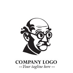 Intelligent Head of Professor Logo Symbol in Black on White Background with Modern Minimalist Design