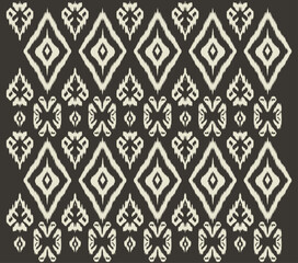 Traditional Ikat Tribal Textile Pattern Beige on Dark Brown