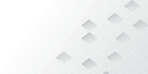 Minimalist White and Gray Geometric Abstract Background with Rhombus Pattern