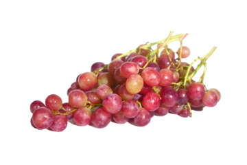 Fresh, vibrant red grapes on a vine, ready to be enjoyed. These juicy grapes are a delightful treat.
