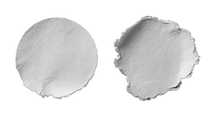 Two circular paper shapes, one smooth, one textured