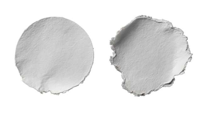 Two circular paper shapes, one smooth, one textured