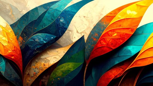 Abstract layered leaves in vibrant colors