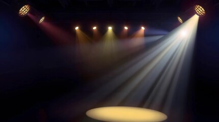 Stage with Crossed White and Pink Beams
