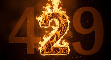 Number 429 Burning Brightly With Intense Flames Against A Dark Background.