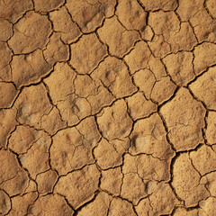 Macro Texture of Cracked Ochre and Terracotta Clay - Warm Earth Tone Background
