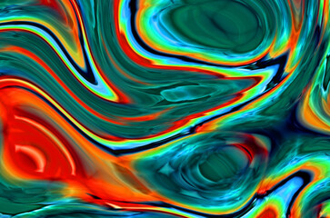 a digital abstract artwork featuring swirling, wavy patterns, smooth, flowing lines that create a sense of motion and depth. The style is modern and dynamic