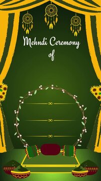 Green and Yellow Traditional Indian Wedding Mehndi Ceremony Blank Background Video