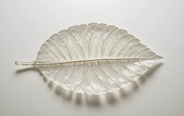 Elegant translucent leaf sculpture casting delicate shadows, perfect for sophisticated natural decor and organic design concepts.