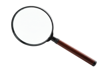 Magnifying glass with wooden handle transparent background cutout png