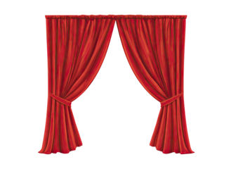 Red stage curtains,  draped,  closed