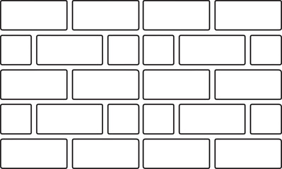 Geometric Brick Wall Outline Pattern. Seamless black and white line art texture for construction and architectural backgrounds