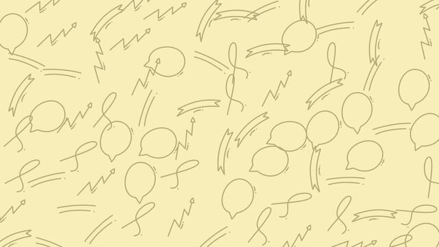 Suitable for backgrounds, packaging design, and textiles. Colorful and playful abstract composition with balloon shapes and scribbled lines.