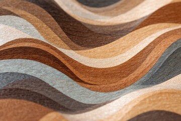 Abstract wavy pattern of layered, textured, earth-toned stripes