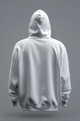 Back view of a plain white hoodie