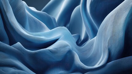 Soft, flowing light blue fabric drapes in dynamic folds