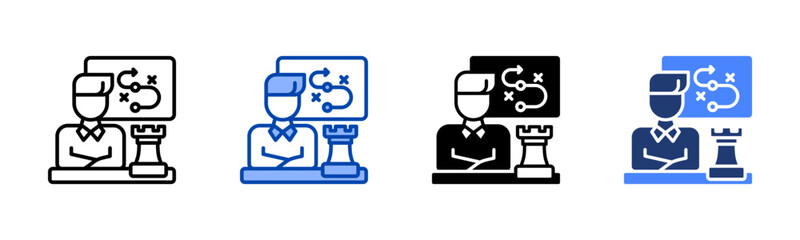 Strategy icon set multiple style collection