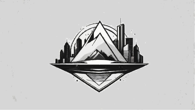 An abstract logo depicting a city silhouette alongside a triangle, representing modernity and architectural creativity