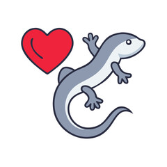 Obraz premium Salamander with heart symbol in colorful vector design 