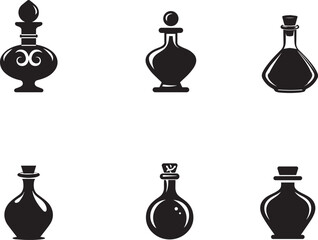 Perfume Bottle Vector Icons Set