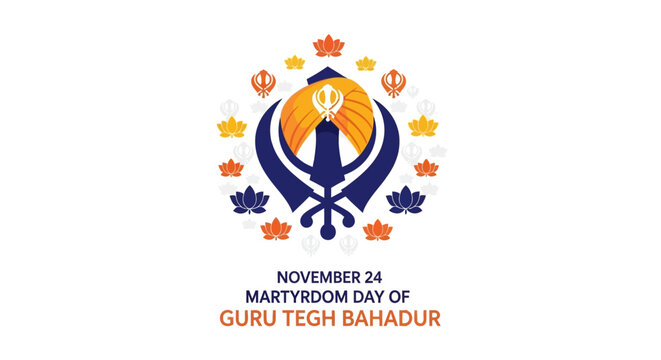 Guru Tegh Bahadur&rsquo;s Martyrdom Day Poster Vector Illustration

