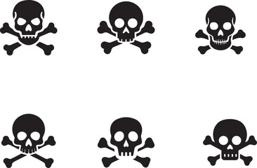 Skull and Crossbones Vector Icons | Danger, Warning, and Pirate Symbol Set