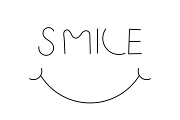 Minimalist black and white typography featuring the words “Smile,” with creative face-like shapes. Perfect for positive quotes, motivational posters, and cheerful design project