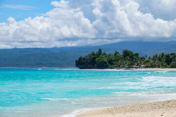 Turquoise tropical beach landscape at Labuhan Jukung Beach, Krui, Lampung