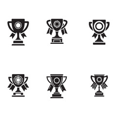 Trophy Cup Vector Icons Set