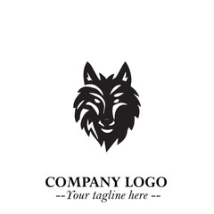 Fierce Head of Wolf Logo Symbol in Black on White Background with Bold Minimalist Modern Design