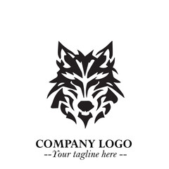 Fierce Head of Wolf Logo Symbol in Black on White Background with Bold Minimalist Modern Design