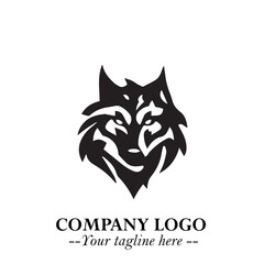 Fierce Head of Wolf Logo Symbol in Black on White Background with Bold Minimalist Modern Design