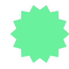 Flat green starburst 2D vector shape, simple geometric design for math, education, infographic, and learning projects.

