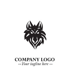 Fierce Head of Wolf Logo Symbol in Black on White Background with Bold Minimalist Modern Design