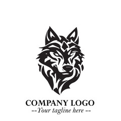 Fierce Head of Wolf Logo Symbol in Black on White Background with Bold Minimalist Modern Design