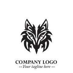 Fierce Head of Wolf Logo Symbol in Black on White Background with Bold Minimalist Modern Design