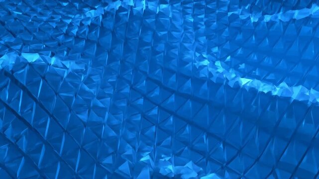 Rippling waves of glowing blue triangles smoothly pulse and undulate in a seamlessly looping ethereal abstract texture ethereal abstract texture, shape, energy - Powered by Adobe